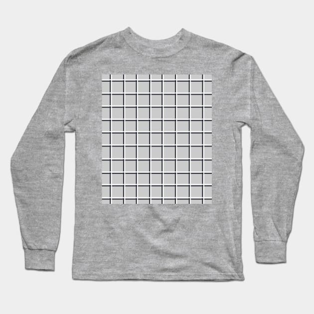 White, Black and Grey Grid Long Sleeve T-Shirt by OneThreeSix